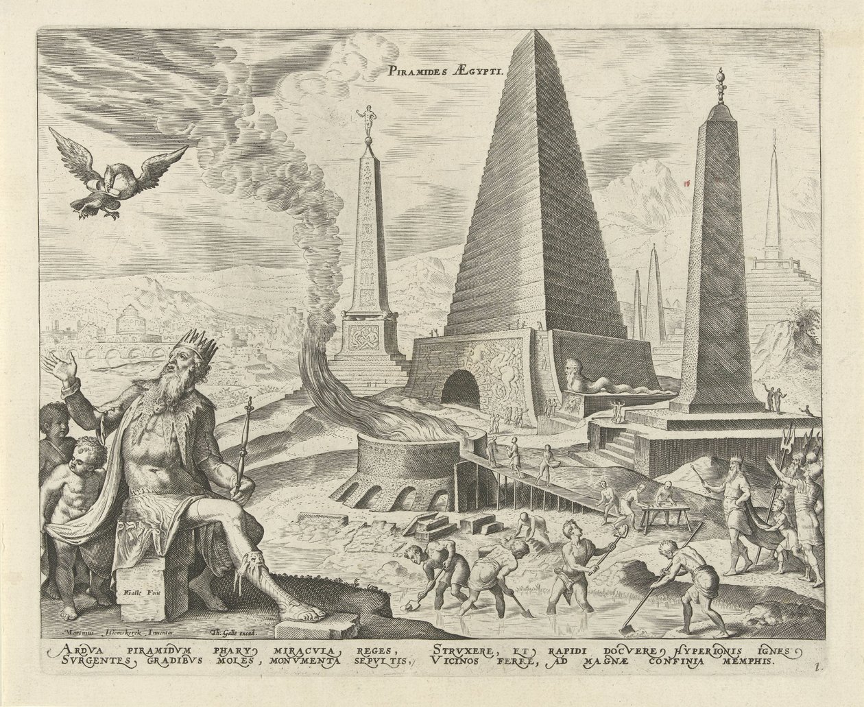 Pirâmides do Egipto
Pirâmides de Aegypti (título sobre o objecto)
As oito maravilhas do mundo (título da série) de Philips Galle