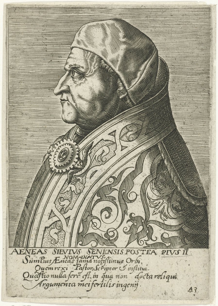 Retrato do Papa Pio II de Philips Galle