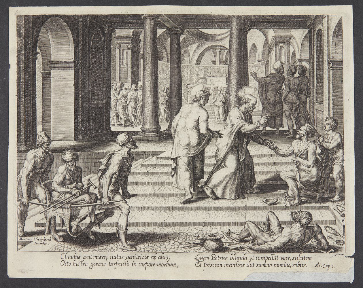 São Pedro curando o coxo no belo portão de Philips Galle