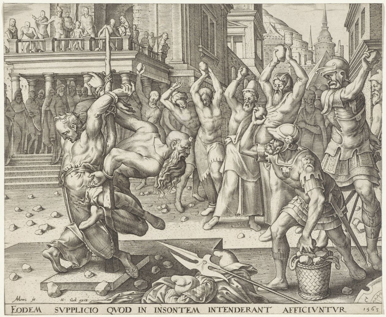 Apedrejamento dos anciãos História de Susanna (título da série) de Philips Galle