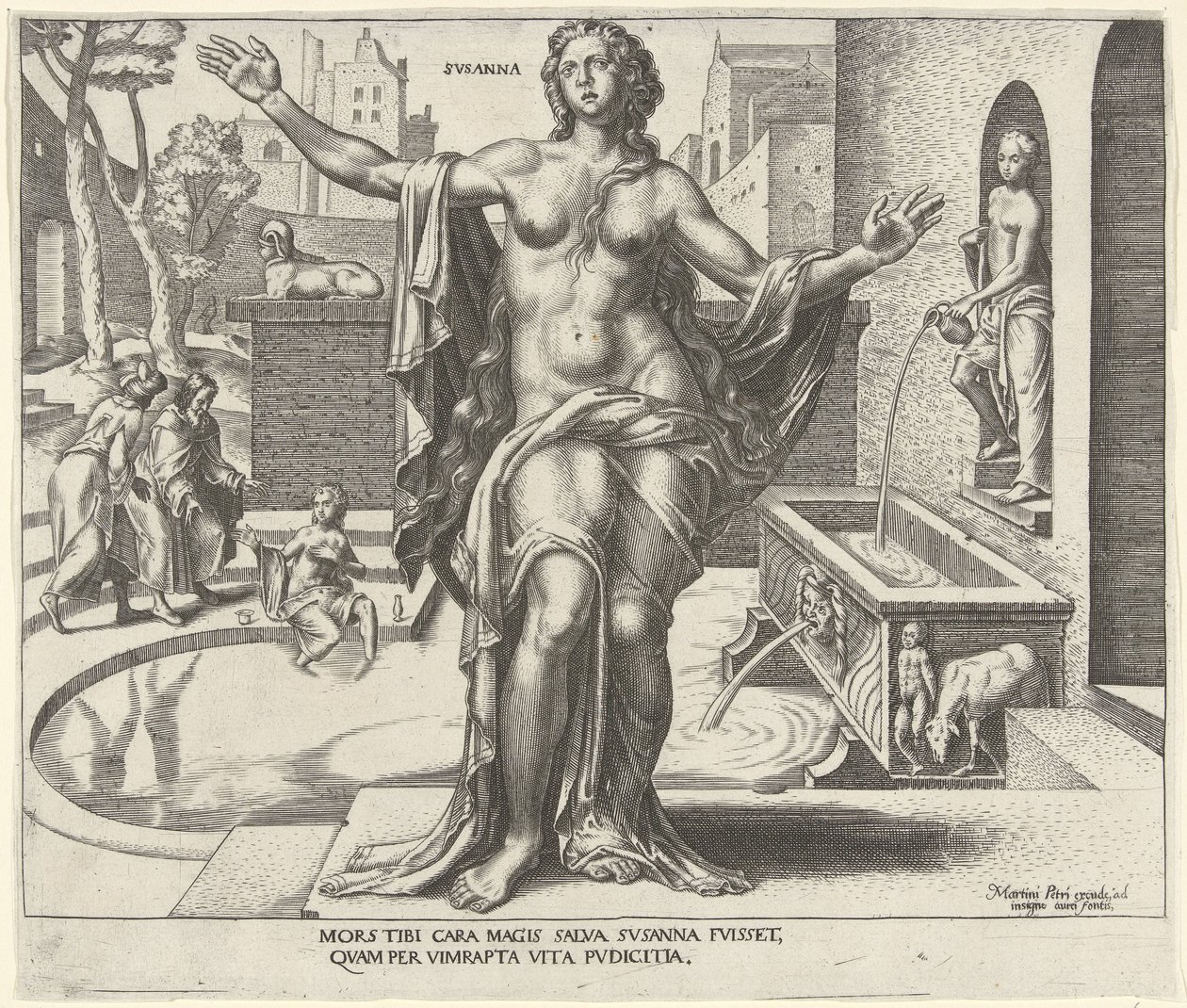 Susanna
Svsanna (título sobre o objecto)
Oito mulheres famosas do Antigo e do Novo Testamento (título da série) de Philips Galle