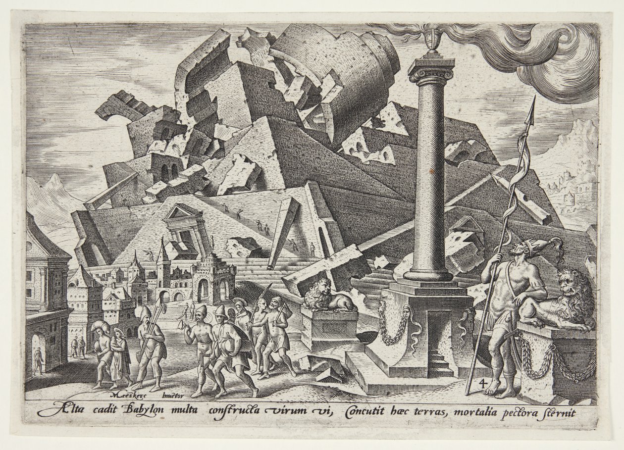 A destruição da Torre de Babel e a dispersão dos povos de Philips Galle