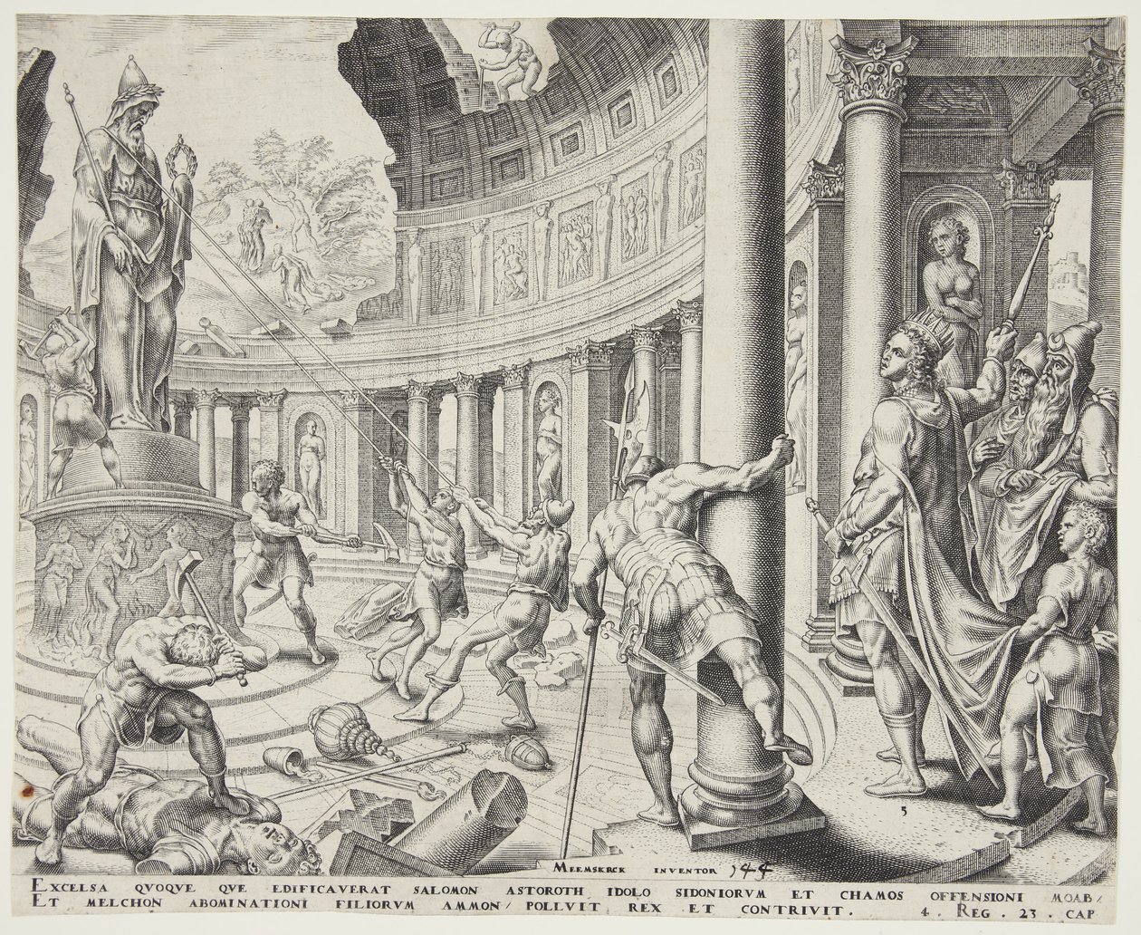 A destruição do templo de Ashtoreth, Chemosh e Milcom de Philips Galle