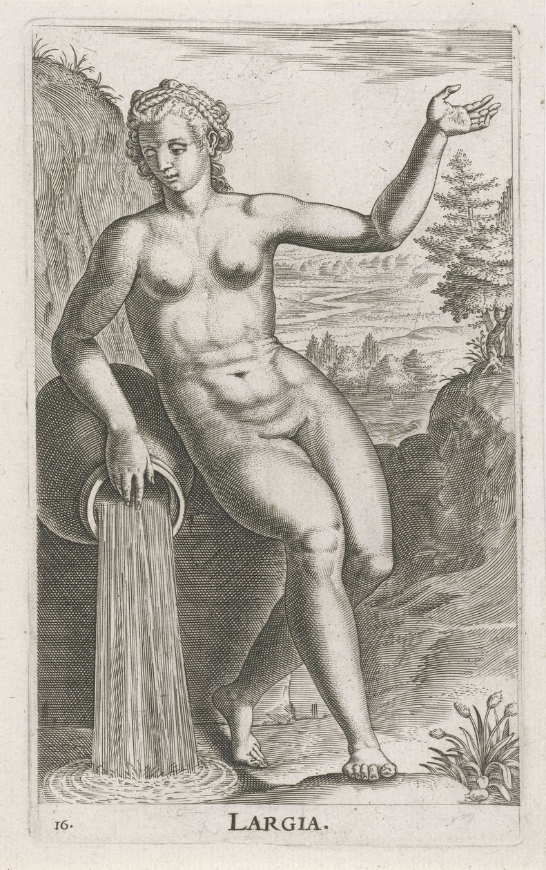 Ninfa da água Largia Largia (título no objeto) Stroom en waternimfen (título da série) Ninfas Oceanitid, ephidrid potamidus naiad (título da série) de Philips Galle