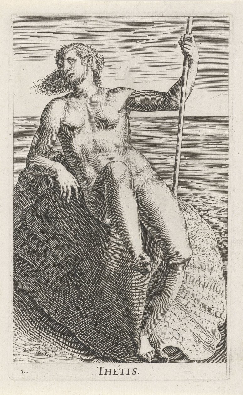 Waternimf Thetis
Thetis (título sobre o objecto)
Stroom- en waternimfen (título da série)
Nimpharum oceanitidum, ephydridum potamidum naiadum (título da série) de Philips Galle