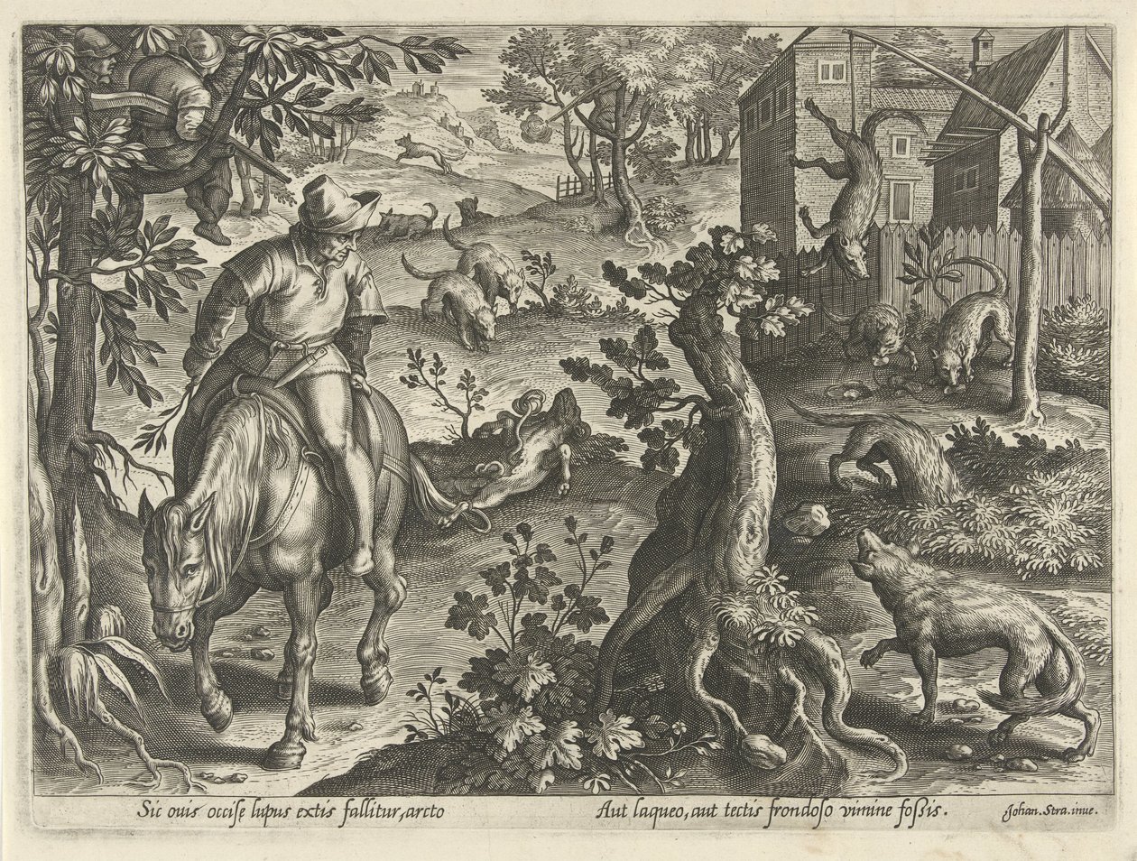 Caça ao lobo com armadilhas
Cenas de caça (título da série)
Em quibus omne genus venationis, aucupij, piscatusque (título da série) de Philips Galle