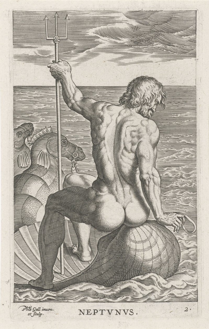 Deus do mar Neptuno
Neptvnvs (título sobre o objecto)
Deuses do rio e do mar (título da série)
Semideorum Marinorum amnicorumque sigillariae imagines perelegantes (título da série) de Philips Galle