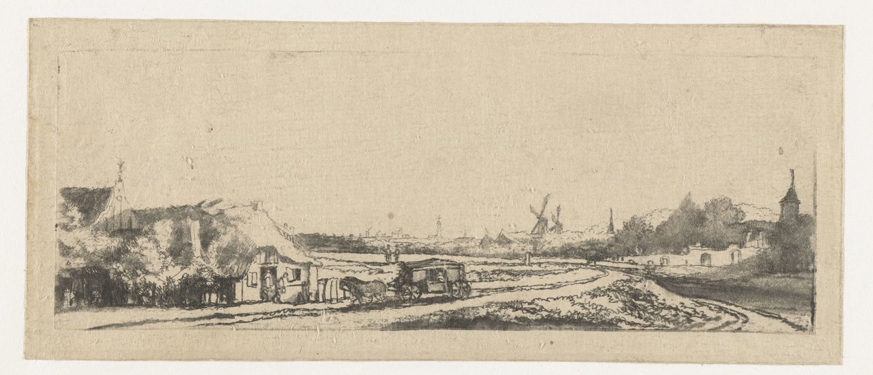 Paisagem com uma carruagem de Philips Koninck
