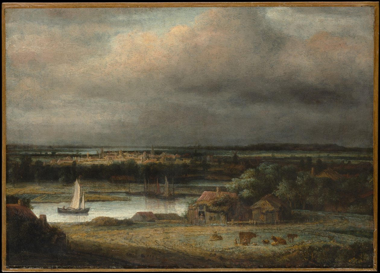 Paisagem de um rio largo de Philips Koninck