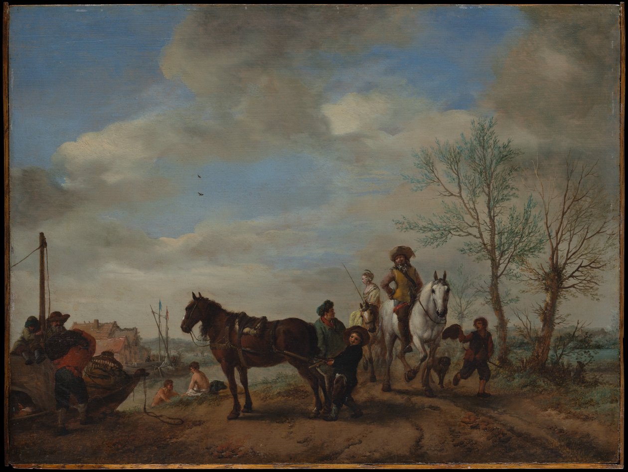 Um homem e uma mulher a cavalo de Philips Wouwerman