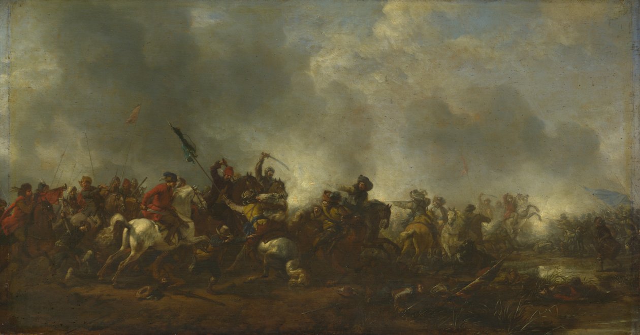 Cavalaria atacando infantaria, 1656-1668 de Philips Wouwerman