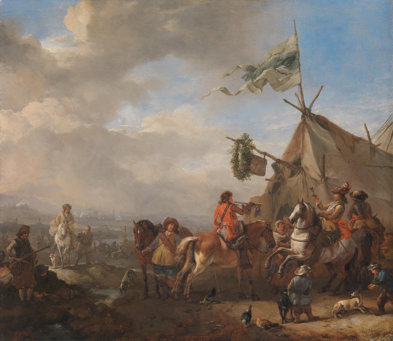 Cavalaria no posto de uma fornecedora de provisões de Philips Wouwerman