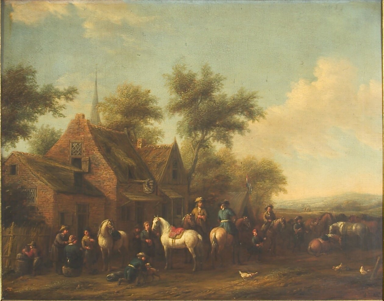 Paisagem com cavaleiros descansando fora de uma pousada de Philips Wouwerman