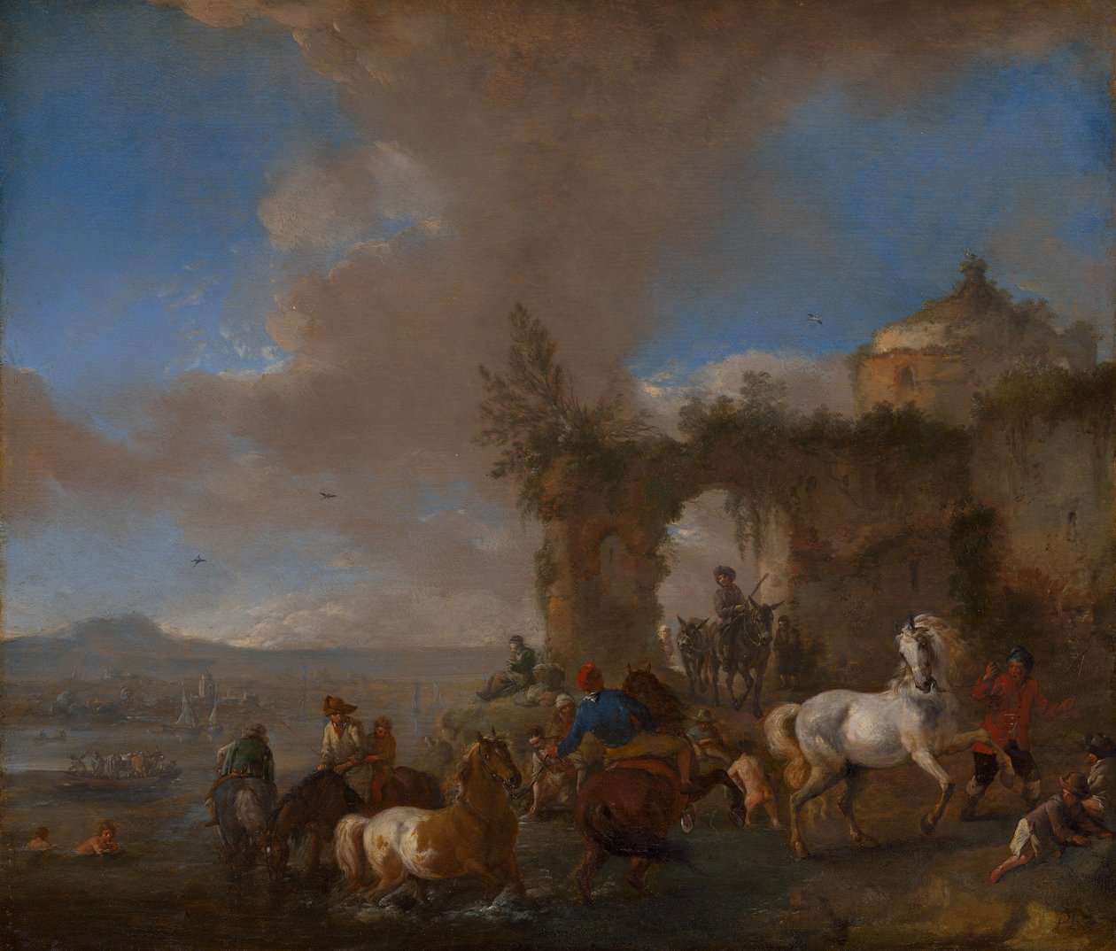 Bebedouro para cavalos de Philips Wouwerman