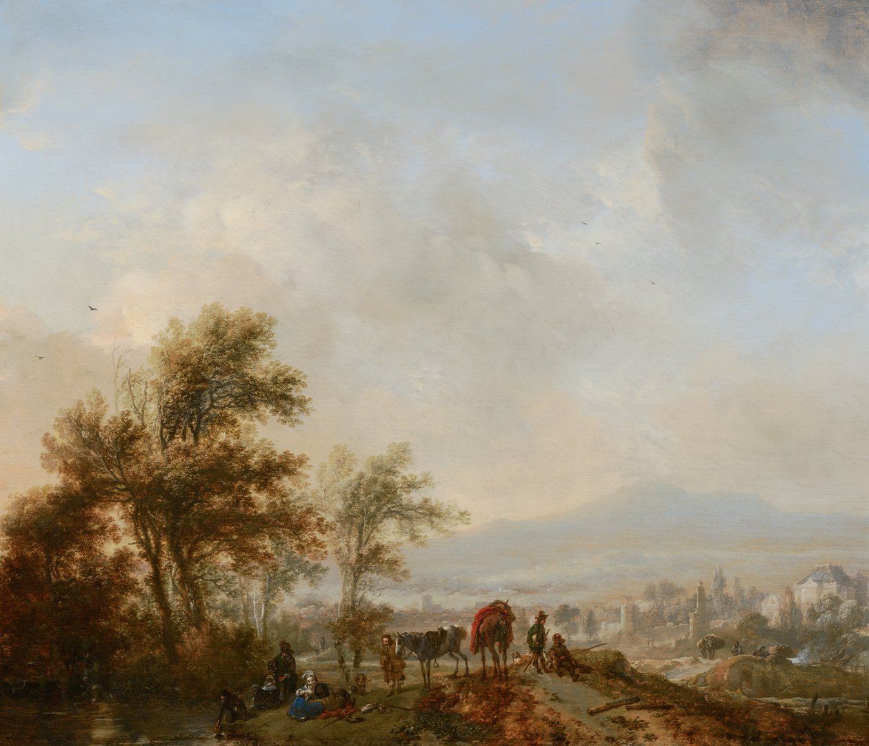 Descanso durante a caçada de Philips Wouwerman