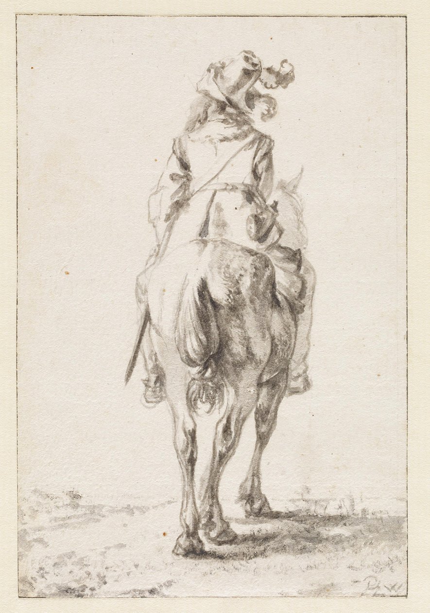 Cavaleiro a cavalo, visto de trás de Philips Wouwerman