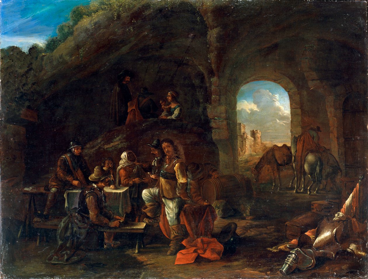 Cena da taberna, c1640-1665 de Philips Wouwerman