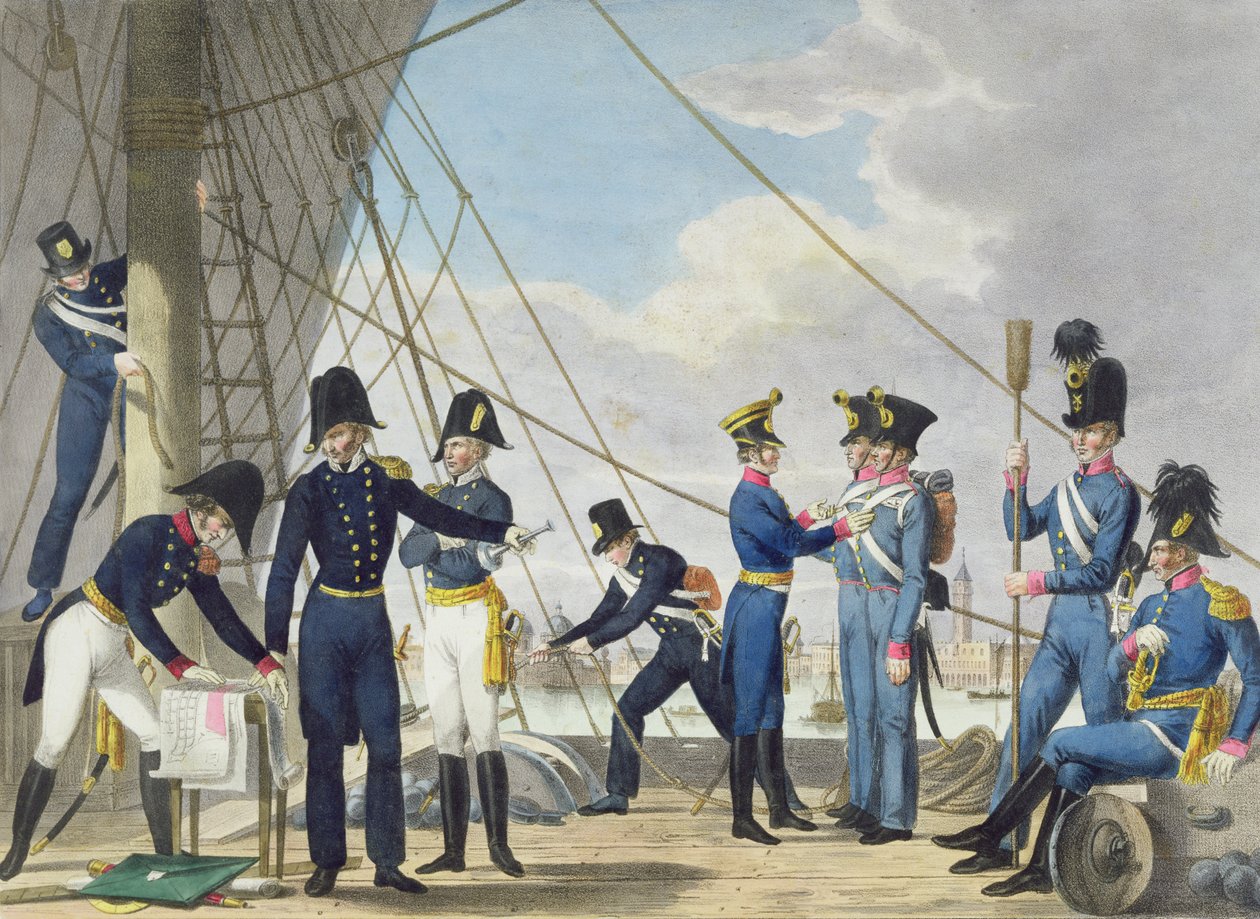 A nova Marinha Real Austríaca Imperial após as Guerras Napoleônicas, c.1820 de Phillip von Stubenrauch