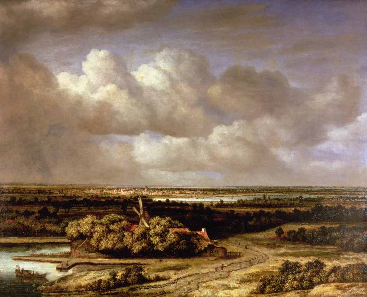 Uma extensa paisagem com um moinho de vento, 1655 de Phillips de Koninck