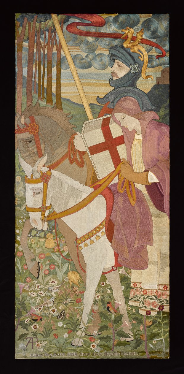 St. George, Cavaleiro da Cruz Vermelha com Una, 1907 (bordado) (ver também 141950-51) de Phoebe Anna Traquair