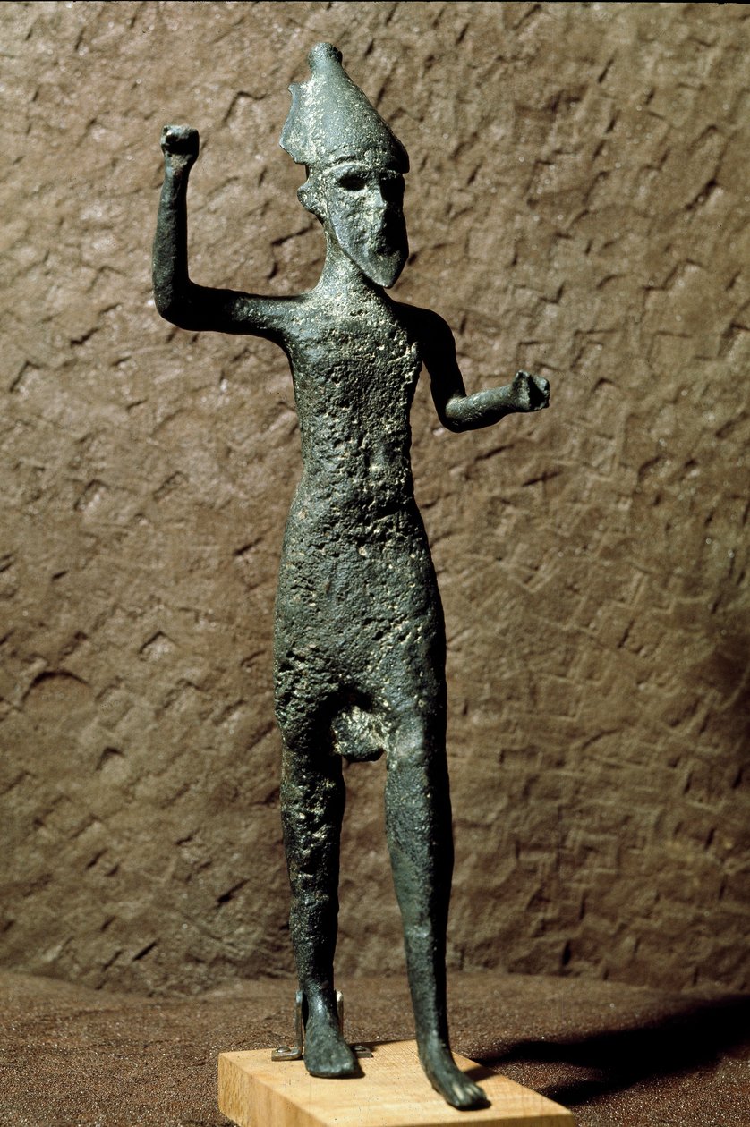 Fenícia: figura de um deus em bronze. Encontra-se no mar perto de Selinunte (Selinonte), Sicília. Século XIV-XIII a.C. Palermo, Museo Archeologico Nazionale de Phoenician