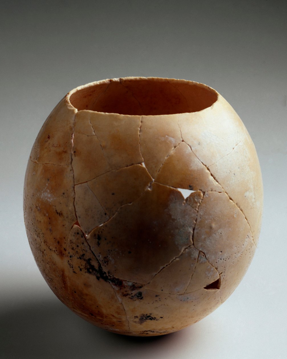 Arte Fenícia: ovo de avestruz vazio. De Laurita (Almunecar). Século VII AC. Dim. 13,2 cm Granada, Museo Arqueologico de Phoenician