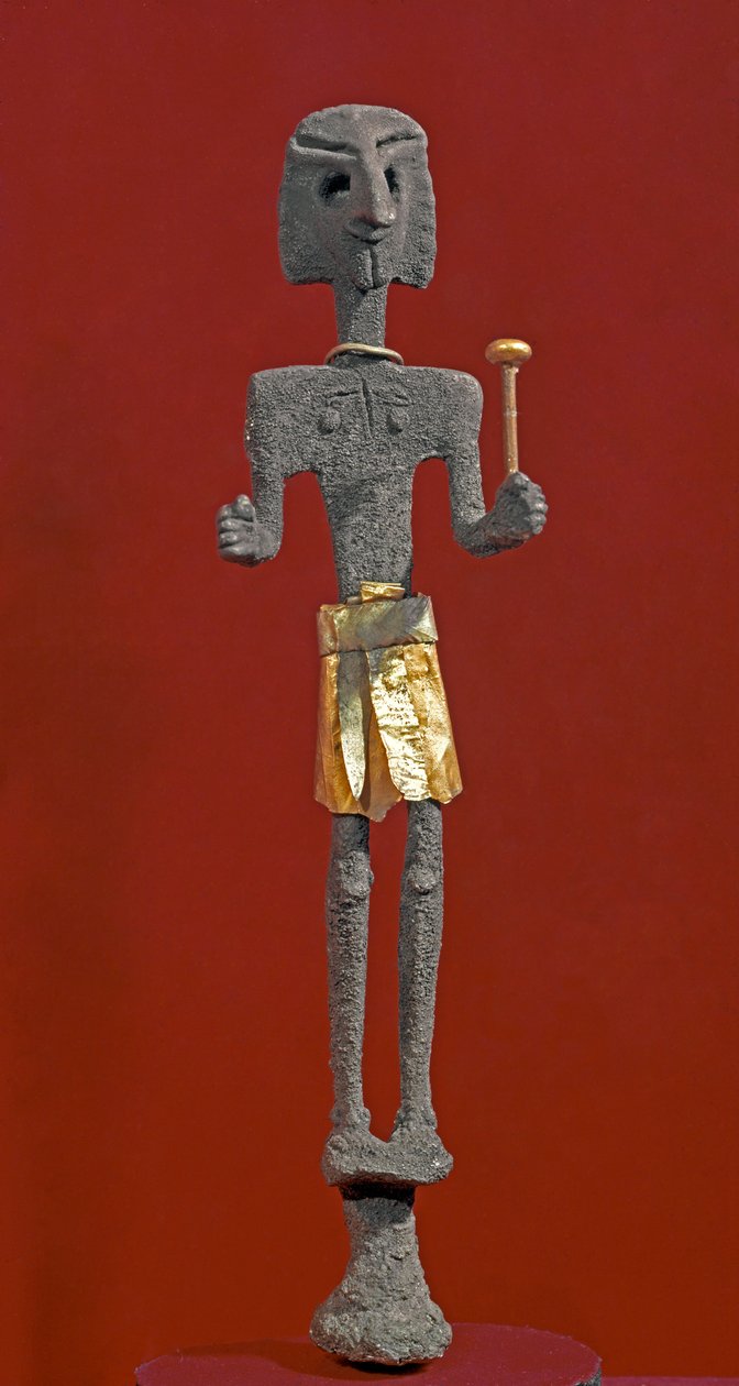 Arte Fenícia: estatueta de divinita em prata e ouro. Século 20 ou 19 AC. De Ras Shamra (Ugarit ou Ougarit). Sol 28 cm Museu Nacional de Aleppo, Síria. de Phoenician Phoenician