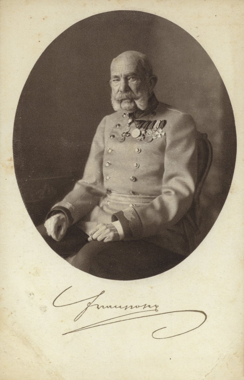 Imperador Francisco José I da Áustria (fotografia a preto e branco) de Photographer Austrian