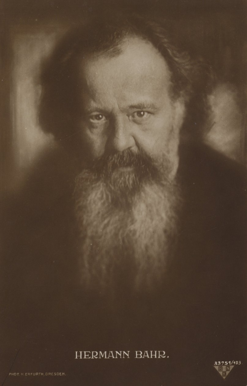 Hermann Bahr (1863-1934), autor e dramaturgo austríaco (fotografia a preto e branco) de Photographer Austrian