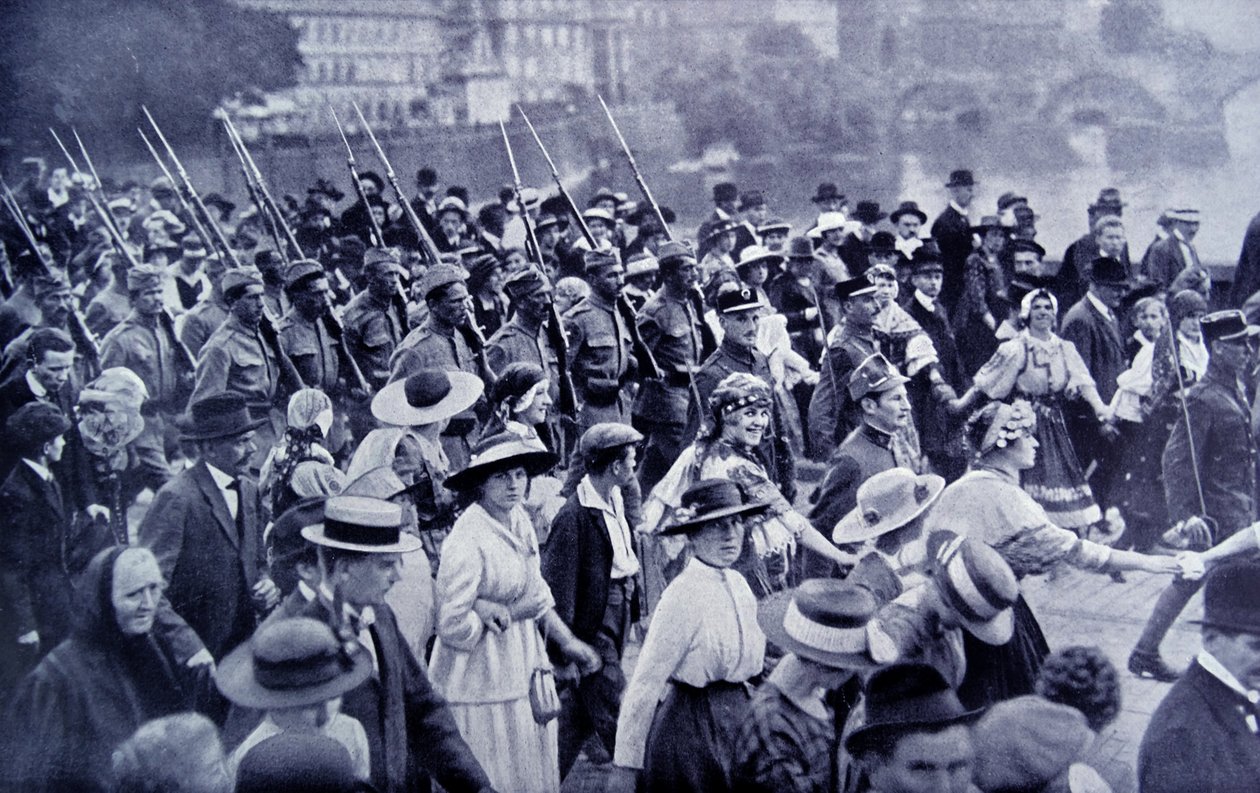 Tropas checas voltam para casa após a Primeira Guerra Mundial de Photographer Czech