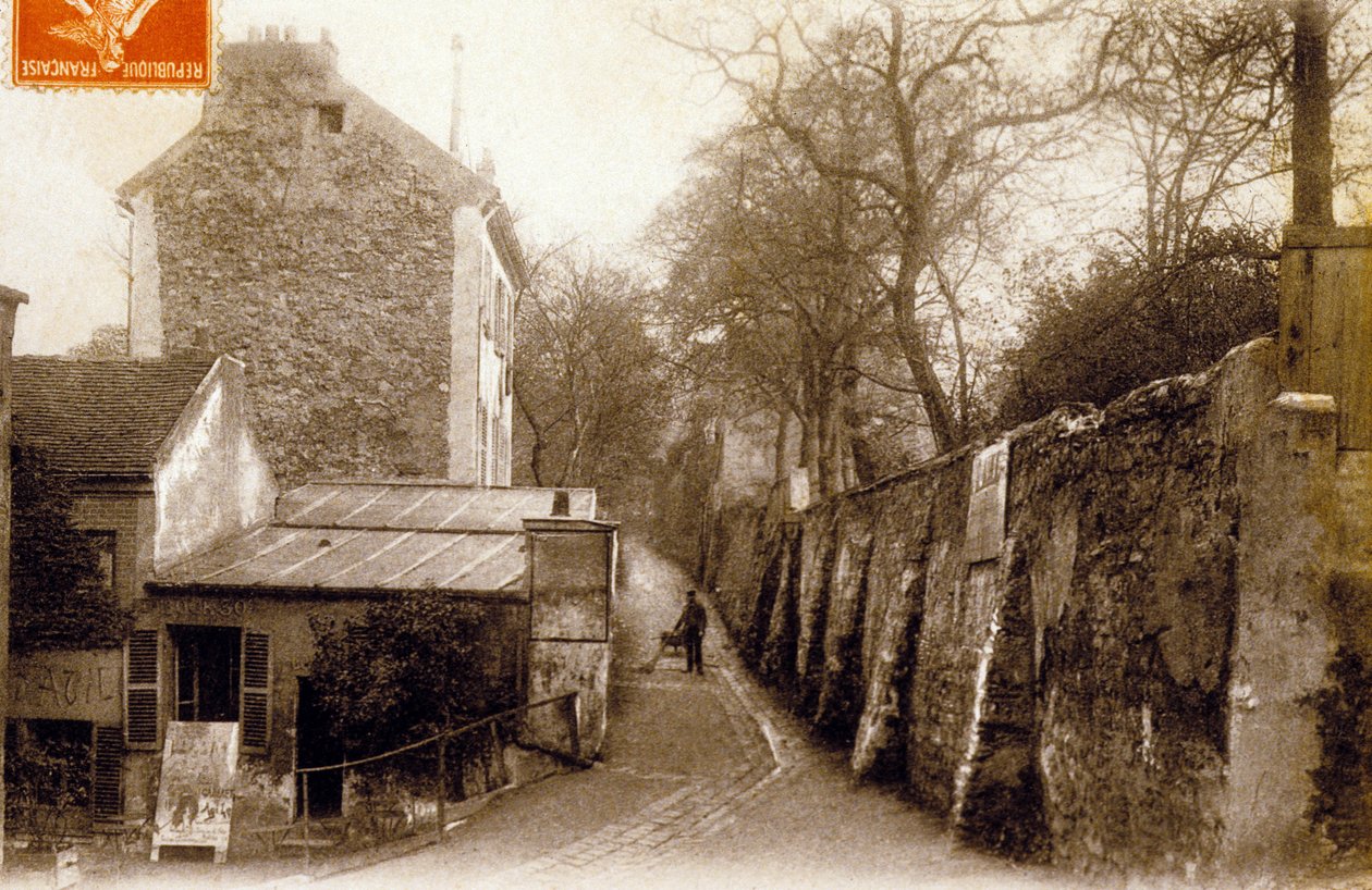 St Vincent Street, Montmartre, Paris, c. 1900 (foto a p/b) de Photographer French