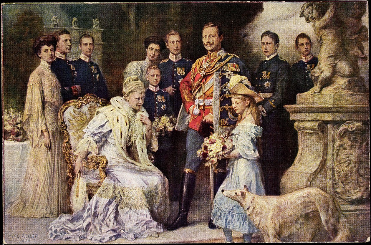 Artista Ak Kaiser Wilhelm II, Auguste Viktoria, Viktoria Luise, Greyhound, Prússia (fotografia a preto e branco) de Photographer German