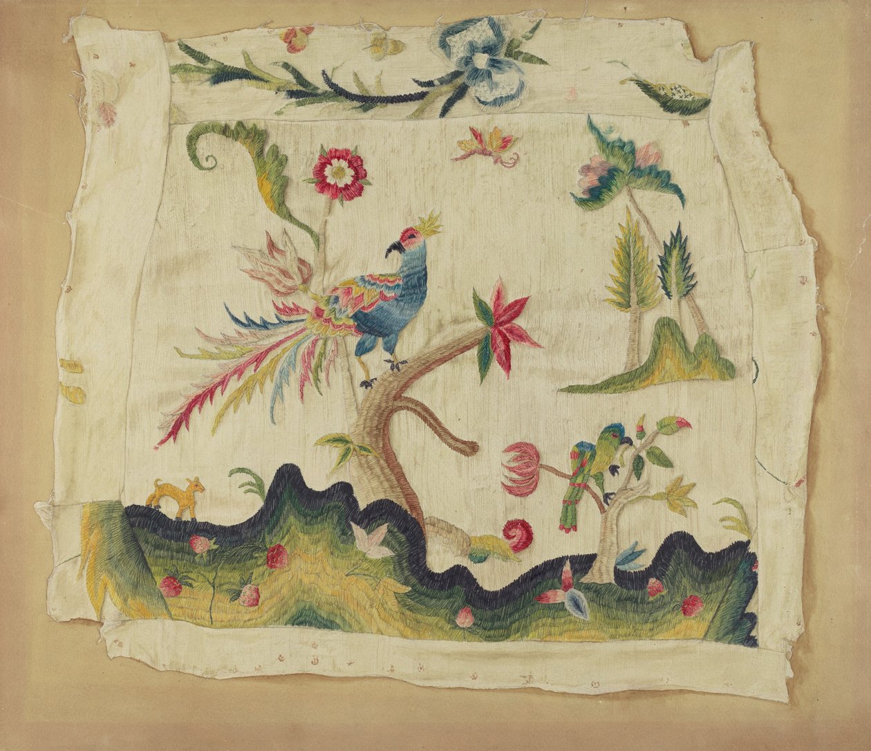 Assento de cadeira bordado Crewel, c. 1936. de Phyllis Dorr