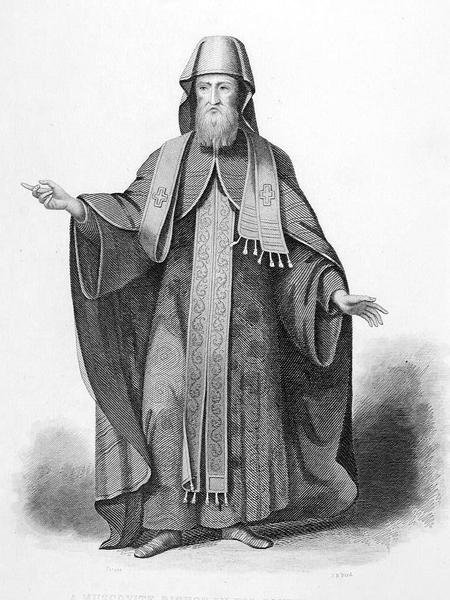 Um Bispo moscovita em seu Pontifício Hábito, gravado por J. B. B. Bird, de 