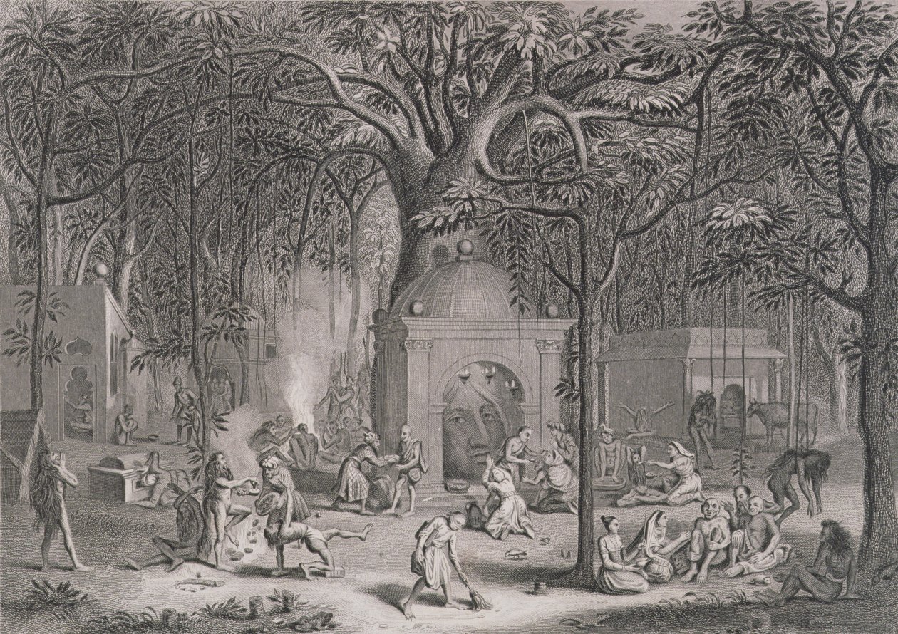 Fakirs Hindu Praticando seus Ritos Supersticiosos, gravados por Bell, de World Religion, publicado por A. Fullarton & Co. de Picart