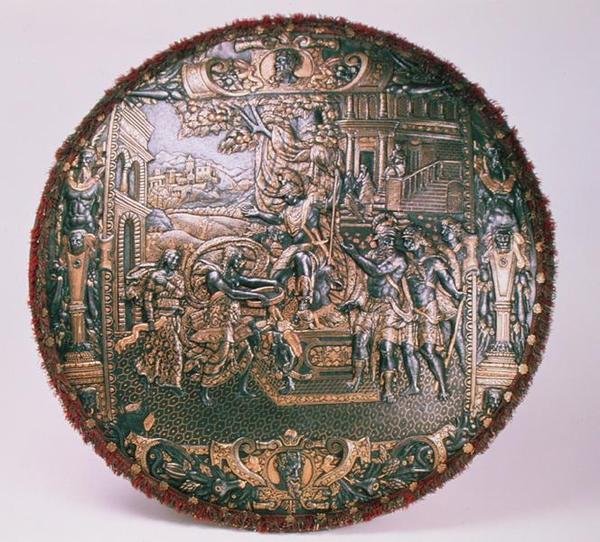 Escudo de desfile, 1570-80 (aço com incrustações de ouro e prata) de Piccinino workshop