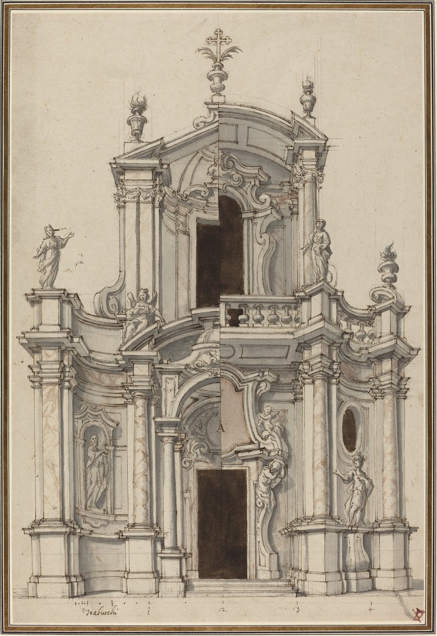 Elevação para fachada de igreja, com alternativas de Piedmontese 18th Century