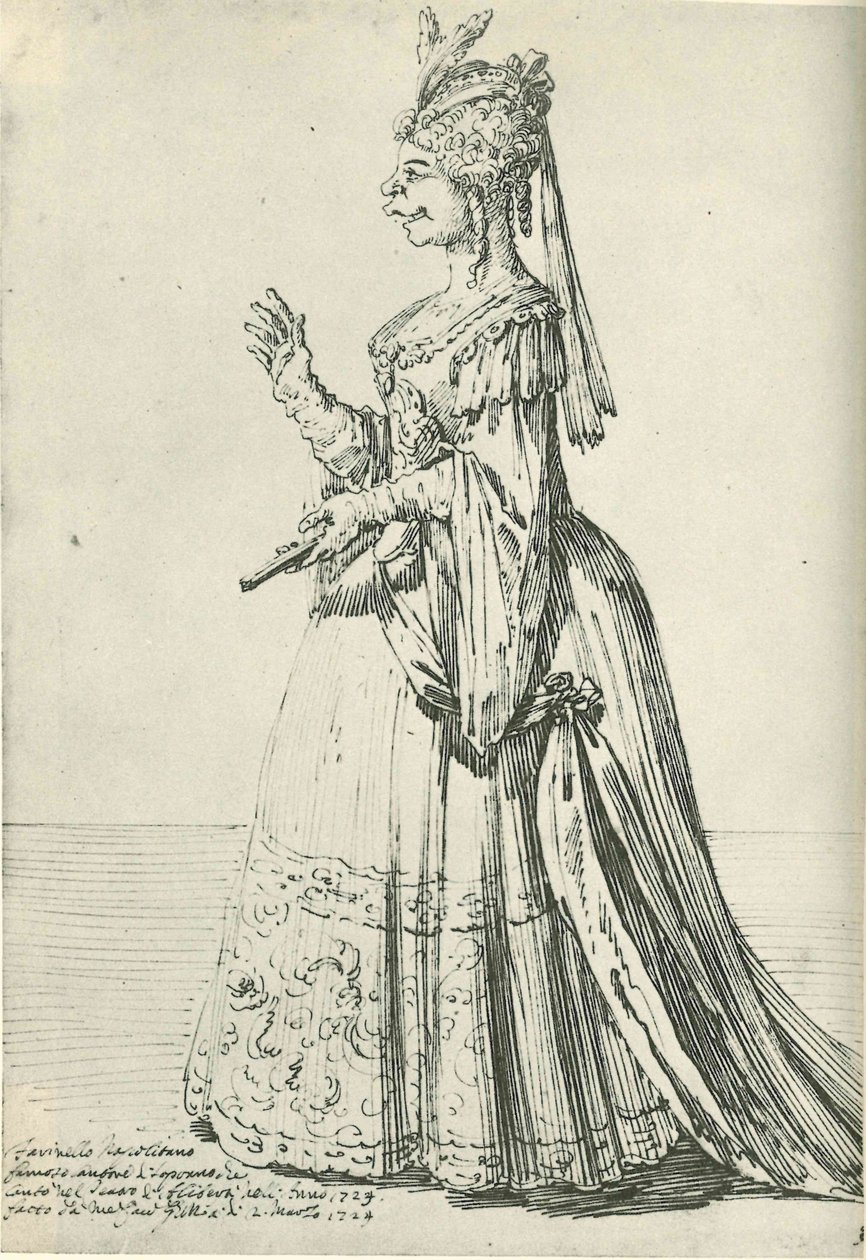 Uma caricatura de Farinelli em um papel feminino de Pier Leone Ghezzi