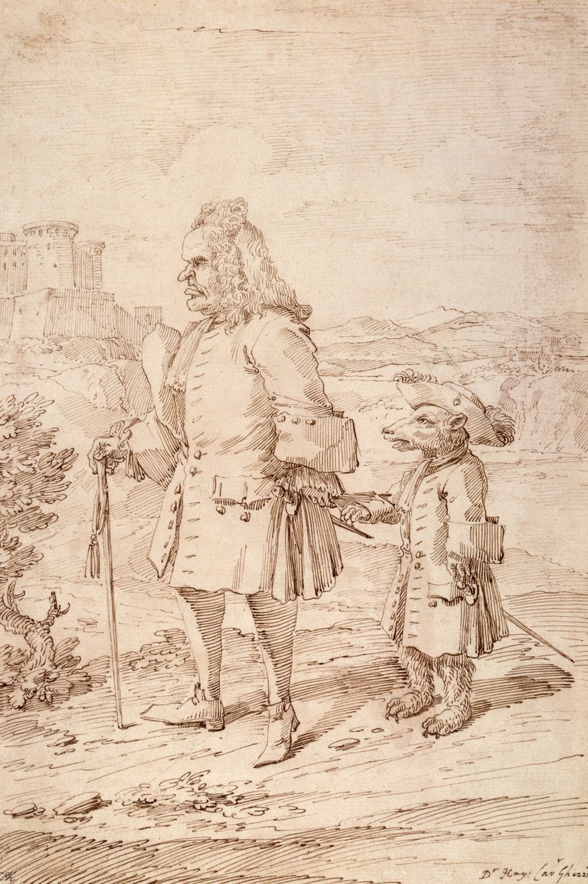 O Dr. James Hay como Líder do Urso, c.1704-29 (caneta e tinta no papel) de Pier Leone Ghezzi
