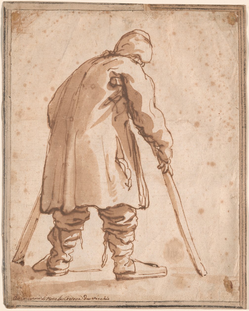 Caricatura de um homem, dito ser Pietro da Cortona de Pier Francesco Mola
