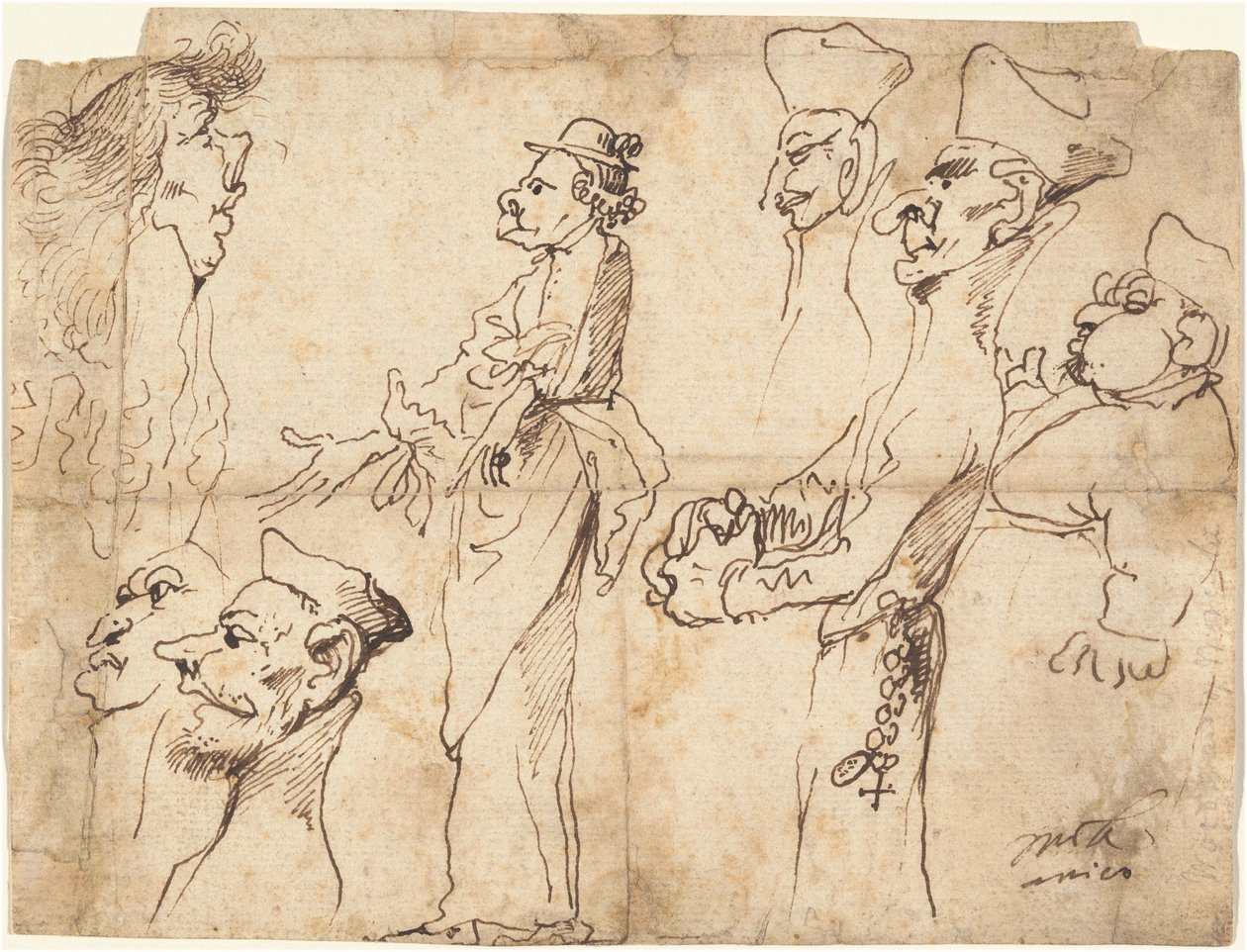 Caricaturas de clérigos e sacerdotes de Pier Francesco Mola