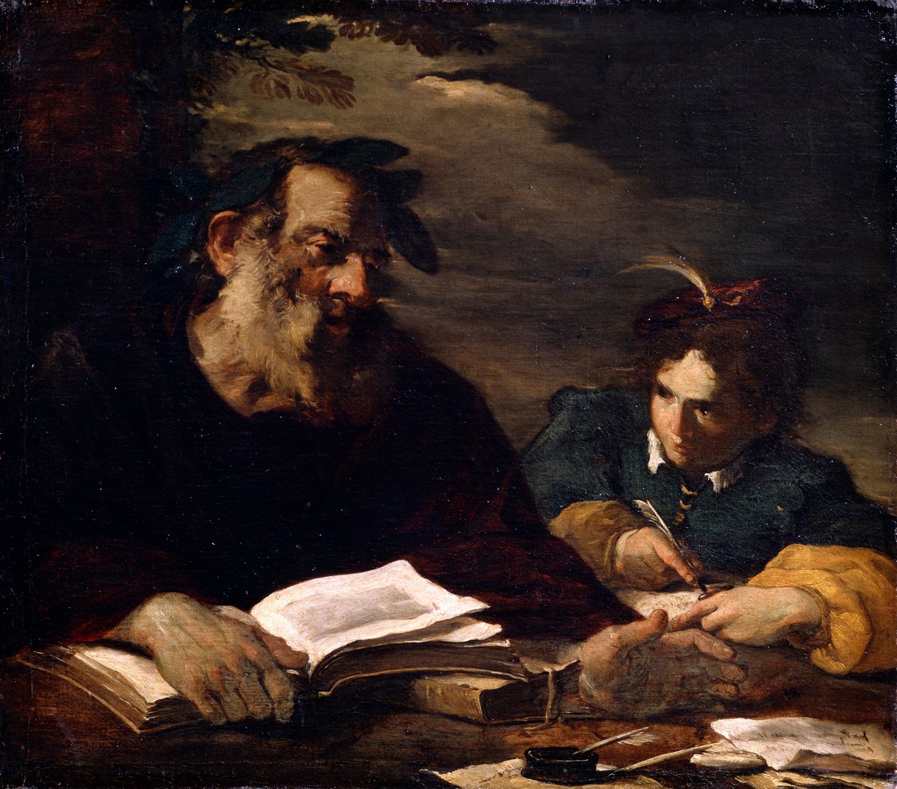 Homero ditando seus poemas, século XVII de Pier Francesco Mola