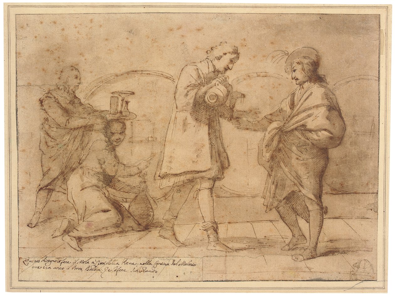 O poeta Baldini bebendo no bar de Melosi de Pier Francesco Mola