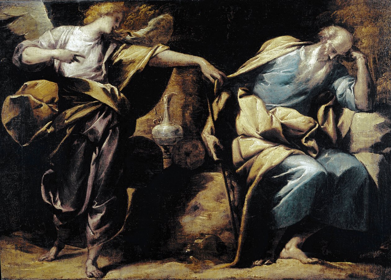 O sonho de Elijah, detalhe. (óleo sobre tela de Pier Francesco Morazzone