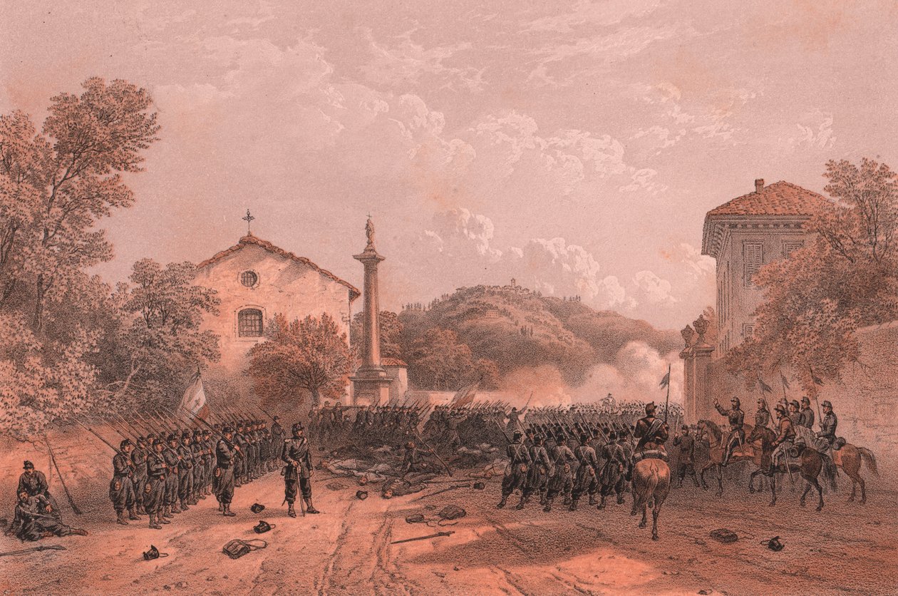 Defesa de Varese pelas tropas de Garibaldi de Blaise Nicolas Le Sueur