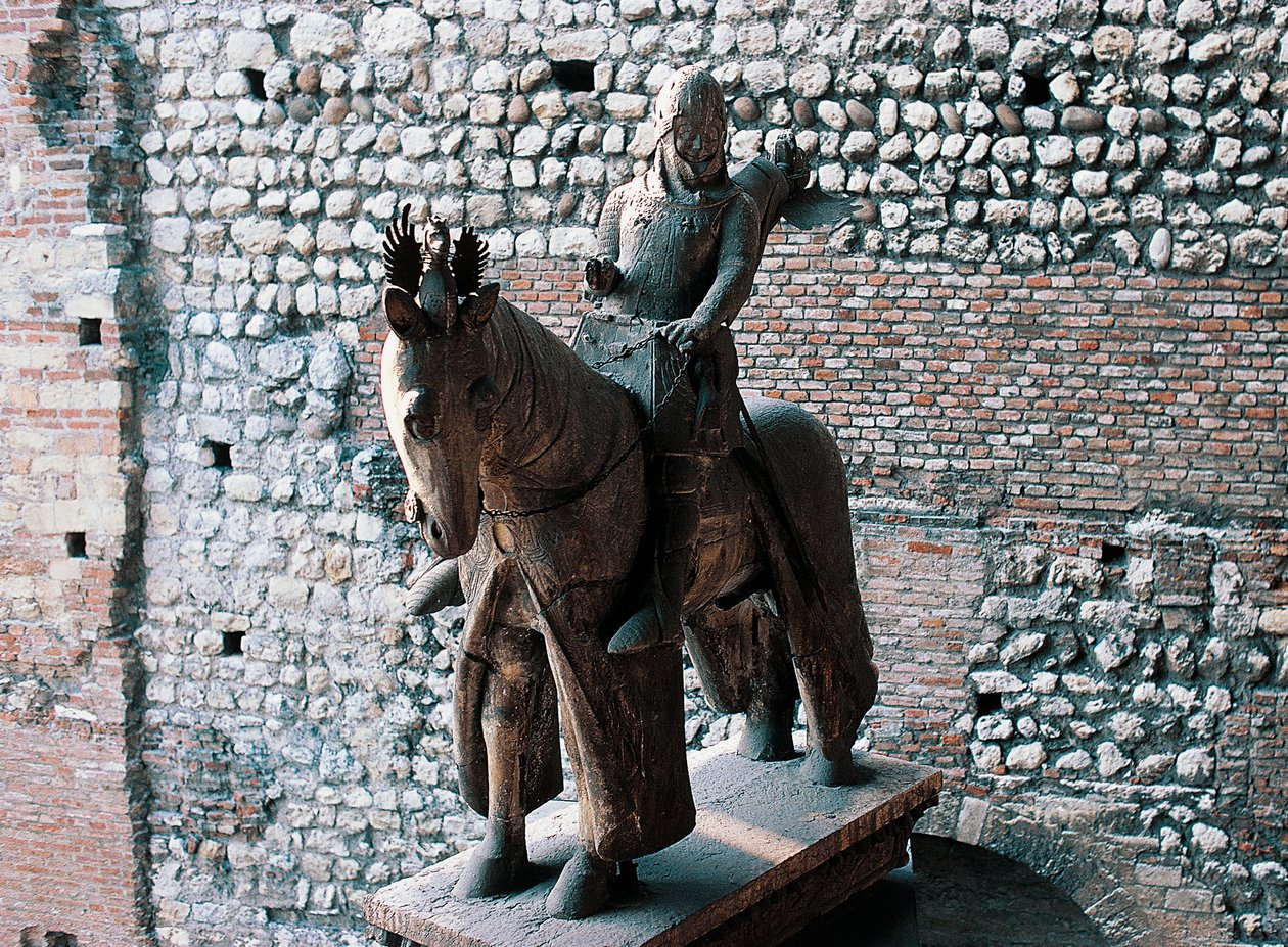 Estátua equestre de Cangrande I della Scala, Castelvecchio, Verona, Veneto, Itália de Blaise Nicolas Le Sueur