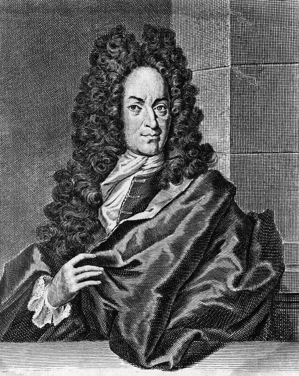 Retrato de Georg Ernst Stahl (1659-1734), médico e químico alemão, gravura de Opusculum chimico-physico-medicum, Halae Magdeburgicae de Blaise Nicolas Le Sueur