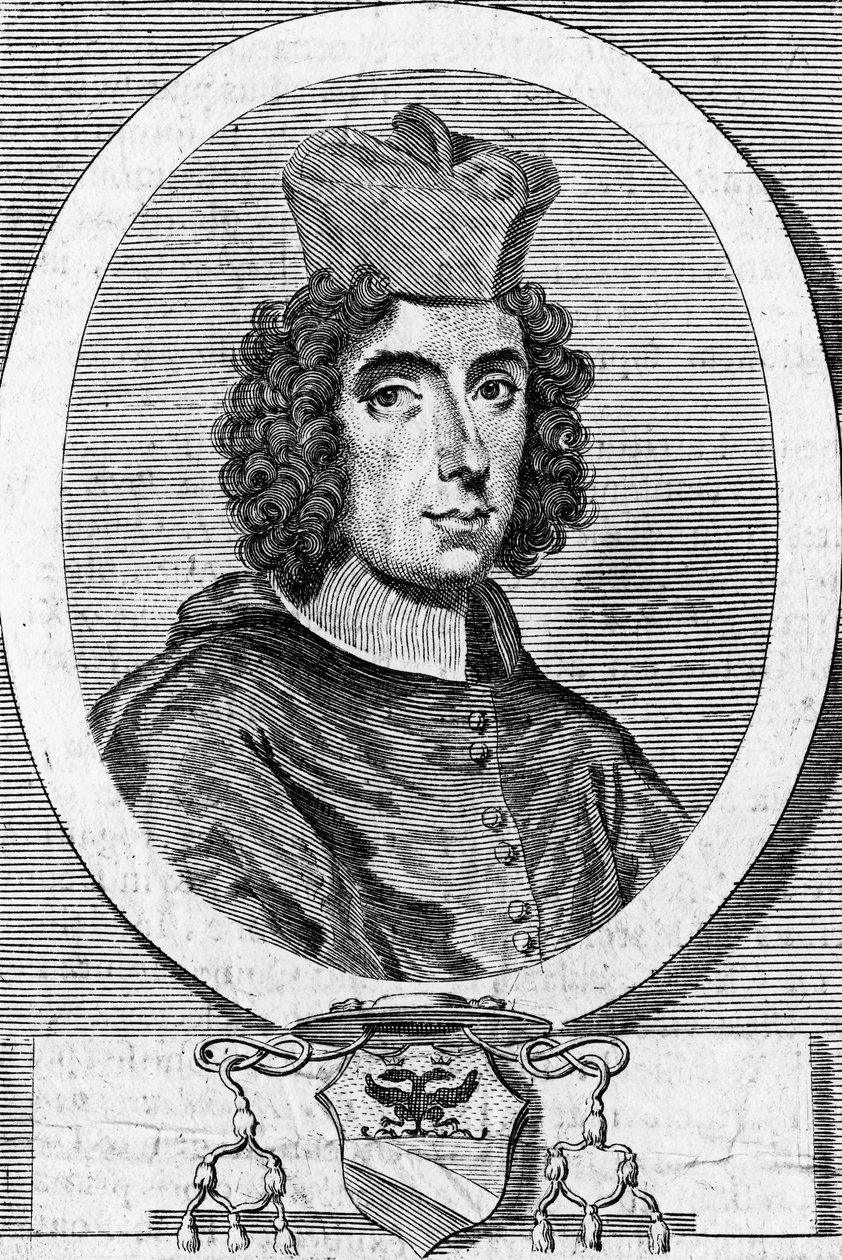 Retrato de Giambattista Rubini (1642-1707), cardeal e bispo italiano, gravura de Blaise Nicolas Le Sueur