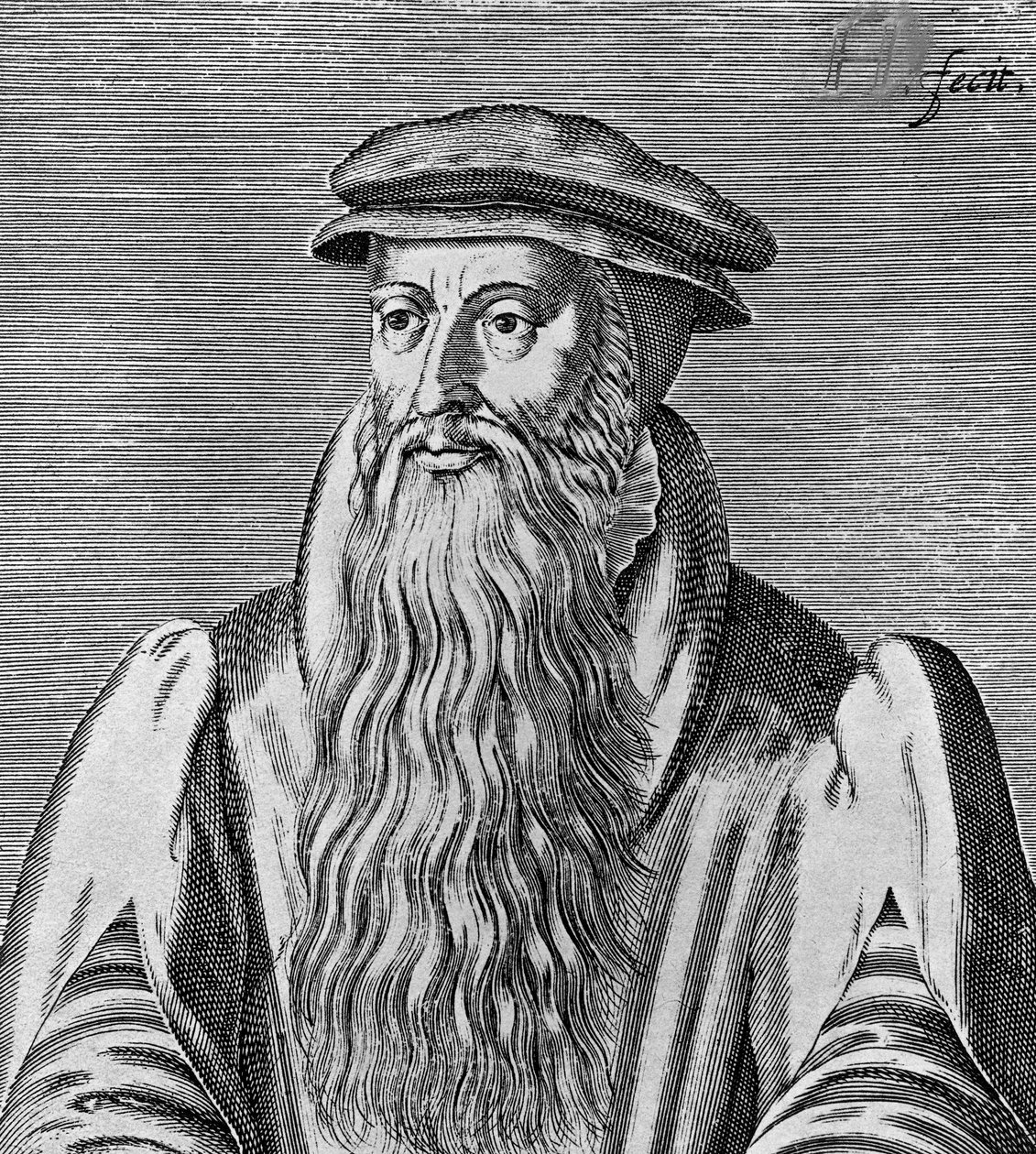 Retrato de John Knox (cerca de 1513-1572), ministro escocês, teólogo, escritor, líder da Reforma, e fundador da Igreja Presbiteriana da Escócia, xilogravura de Blaise Nicolas Le Sueur