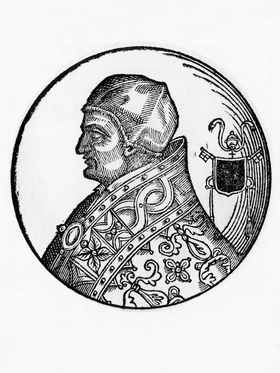 Retrato do Sabiniano (falecido em 606), 65º Papa da Igreja Católica de 604, gravura de Blaise Nicolas Le Sueur